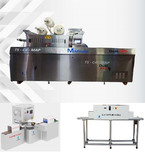 The modified atmosphere packaging(MAP) technology relates to prolonging the organoleptic characteristics of food products without any chemical preservatives. This technique involves extending shelf life of food products by replacing atmospheric gases with a pre-selected gas mixture before seal. Main gases used are Oxygen, Nitrogen & Carbon Dioxide. The gas mixture could be blend of 2 gases (Nitrogen, Carbon Dioxide) or 3 gases (Oxygen included ) depending upon the requirement. The ratio of gas is based on the product and process. Simple vacuumpacked food pack & nitro flushed food pack are also considered as modified atmosphere packaging.